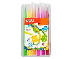 Flomasteriai DELI EC10304, 12 spalvų