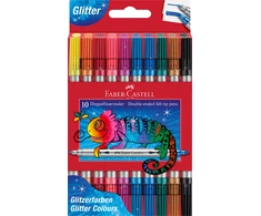 Flomasteriai Faber-Castell, 10 spalvų, dvipusiai, su blizgučiais