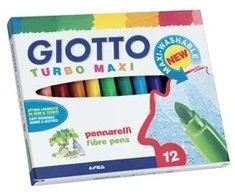 Flomasteriai Fila Giotto Turbo Maxi, vandens pagrindu, 12 spalvų