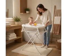 Foldable baby bathtub on stand with drain and LCD thermometer ECOTOYS