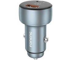 Foneng automobilinis įkroviklis C18 - USB + Type C - PD 48W 3A pilkos spalvos