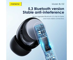 Foneng Bluetooth Ausinės TWS BL152 ANC+ENC su triukšmo slopinimu juodos spalvos