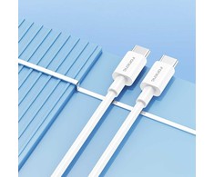 Foneng laidinis įkroviklis GaN10-EU - USB + 2xType C - QC 4.0+ PD 65W su Type C į Type C kabeliu baltos spalvos