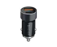 Automobilinis įkroviklis Forever CC-06 PD QC 1x USB-C 1x USB 20W juodas + USB-C – USB-C laidas 60W