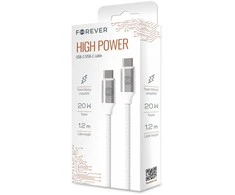 Forever kabelis USB-C - USB-C 1,2 m 3A 20W WHP12320 baltos spalvos