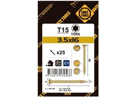Forte Tools Forte_Tools Medsraigčiai 3,5 x 16 mm, ZN, TX15, 25 vnt.