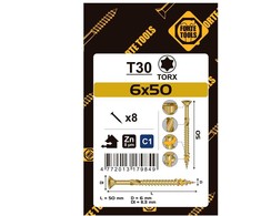 Forte Tools Forte_Tools Medsraigčiai 6 x 50 mm, ZN, TX30, 8 vnt.