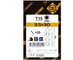 Forte_Tools Medsraigčiai FORTE TOOLS, 3,5×30 mm, ZN, TX15, 20 vnt.