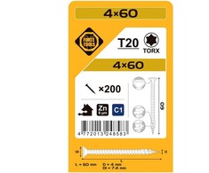 Forte_Tools Medraigčiai FORTE TOOLS, 4×60 mm, ZN, TX20, 200 vnt.