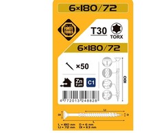 Forte_Tools Medraigčiai FORTE TOOLS, 6×180/72 mm, ZN, TX30, 50 vnt.