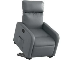 Fotelis Atsistojantis atlošiamas krėslas, pilkos spalvos, dirbtinė oda