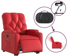 Fotelis Atsistojantis elektrinis krėslas, raudonas, dirbtinė oda