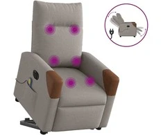 Fotelis Atsistojantis elektrinis masažinis krėslas, taupe, audinys