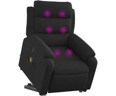 Fotelis Atsistojantis elektrinis masažinis krėslas, juodas, audinys