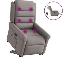 Fotelis Atsistojantis elektrinis masažinis krėslas, taupe, audinys