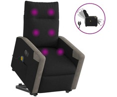 Fotelis Atsistojantis elektrinis masažinis krėslas, juodas, audinys