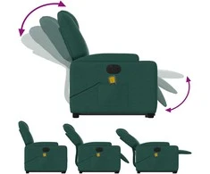 Fotelis Atsistojantis masažinis krėslas, tamsiai žalias, audinys