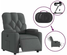 Fotelis Elektrinis atlošiamas krėslas, tamsiai pilkos spalvos, audinys