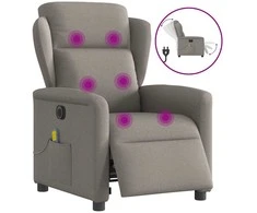 Fotelis Elektrinis atlošiamas masažinis krėslas, taupe, audinys