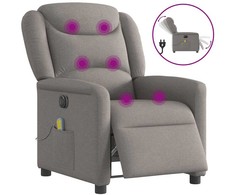 Fotelis Elektrinis atlošiamas masažinis krėslas, taupe, audinys