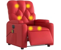 Fotelis Elektrinis atlošiamas masažinis krėslas, raudonas, dirbtinė oda