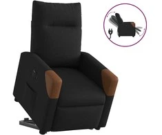 Fotelis Elektrinis atsistojantis atlošiamas krėslas, juodas, audinys