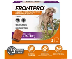FRP FRONTPRO Tabletės nuo blusų ir erkių šuniui (>25-50 kg) – 3x 136mg
