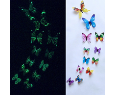 Fusion Accessories Fusion fluorescenciniai lipdukai miegamajam "Butterfly" 12 vnt (mix)