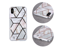 Fusion Accessories Fusion Geometric Marble Case silikoninis dėklas Apple iPhone 12 Pro Max rožinis