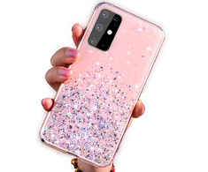 Fusion Accessories Fusion glue glitter silikoninis dėklas skirtas Samsung A426 Galaxy A42 5G rožinis