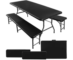 Gardlov Folding garden table 180cm + 2 benches - juodas