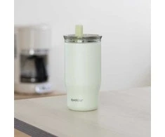 „Quokka Mist“ – nerūdijančio plieno termo puodelis 720 ml su šiaudeliu (pastelinės spalvos)