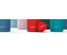 Quokka Umi - 720 ml Stainless Steel Thermal Mug with Straw and Silicone Base (Mėlyna Feather)