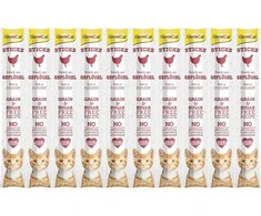 GimCat Sticks begrūdės lazdelės, su paukštiena (10 vnt)