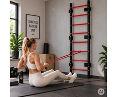 Gimnastikos sienelė 215 cm prisitraukimų skersinis vaikams ir suaugusiems juoda MOVEPRO