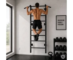 Gimnastikos sienelė 228 cm, prisitraukimų skersinis vaikams ir suaugusiems, juoda MOVEPRO