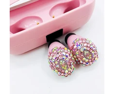 Goodbuy Crystal Bling belaidės ausinės rožinės spalvos