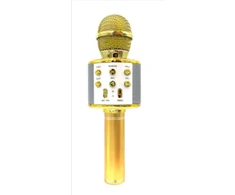 Goodbuy karaoke mikrofonas su integruotu Bluetooth garsiakalbiu | 3W | aux | balso moduliatorius | USB | Micro SD auksas