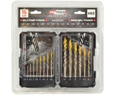 Grąžtas AW-Tools mealo grąžtai M2 HSS-TiN 15vnt. /1.5-10mm / Juodas LINE