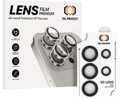 Grūdintas stiklas Tel Protect 3D Lens skirtas Samsung Galaxy S24 Ultra juodas (objektyvui 5 vnt)