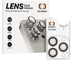 Grūdintas stiklas Tel Protect 3D Lens skirtas Apple iPhone 16 Pro/16 Pro Max titan (objektyvui 3 vnt)