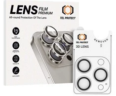 Grūdintas stiklas Tel Protect 3D Lens skirtas Apple iPhone 16 Pro/16 Pro Max skaidrus (objektyvui 3 vnt)