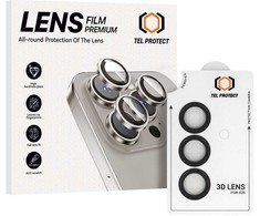Grūdintas stiklas Tel Protect 3D Lens skirtas Samsung Galaxy S25 juodas (objektyvui 3 vnt)