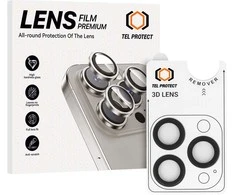 Grūdintas stiklas Tel Protect 3D Lens skirtas Apple iPhone 16 Pro/16 Pro Max juodas (objektyvui 3 vnt)