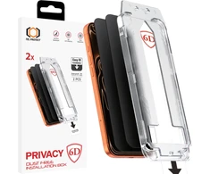 Grūdintas stiklas Tel Protect Dust-Free Easy Fit Privacy Full Glue 6D skirtas Apple iPhone 16 Pro Max juodas – 2 vnt