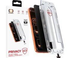 Grūdintas stiklas Tel Protect Dust-Free Easy Fit Privacy Full Glue 6D skirtas Apple iPhone 17 Pro juodas