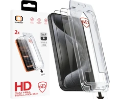 Grūdintas stiklas Tel Protect Dust-Free Easy Fit Full Glue 6D skirtas Apple iPhone 15 juodas – 2 vnt