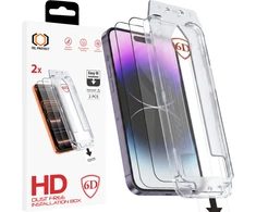 Grūdintas stiklas Tel Protect Dust-Free Easy Fit Full Glue 6D skirtas Apple iPhone 14 juodas – 2 vnt