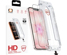 Grūdintas stiklas Tel Protect Dust-Free Easy Fit Full Glue 6D skirtas Apple iPhone 13/13 Pro/16E juodas