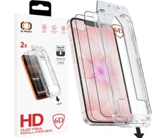 Grūdintas stiklas Tel Protect Dust-Free Easy Fit Full Glue 6D skirtas Apple iPhone 13/13 Pro/16E juodas – 2 vnt